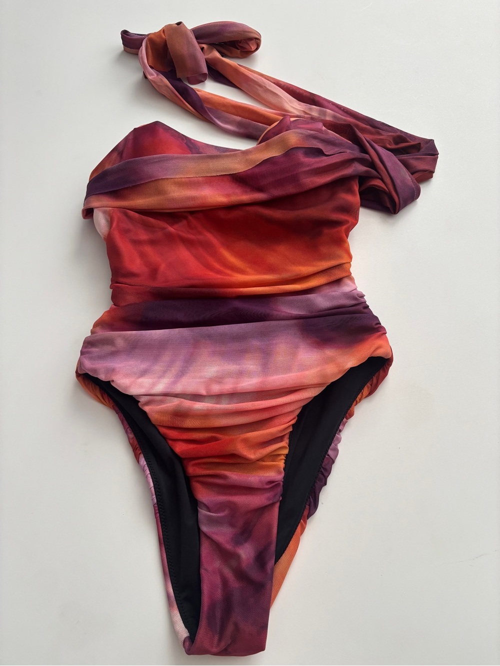Andrea Iyamah Swimsuit One Piece Tika Dandi Print Mesh Tie Nwt Small S